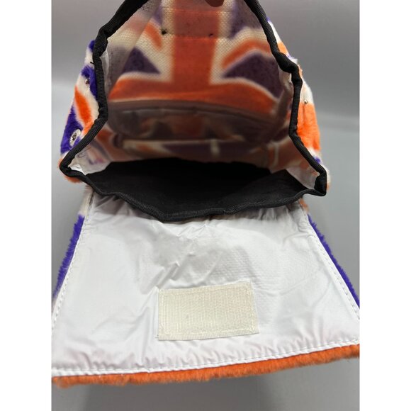 Union Jack Plush Backpack Zipper Pocket Small Pom Pom Key Ring Adjustable - Picture 14 of 16
